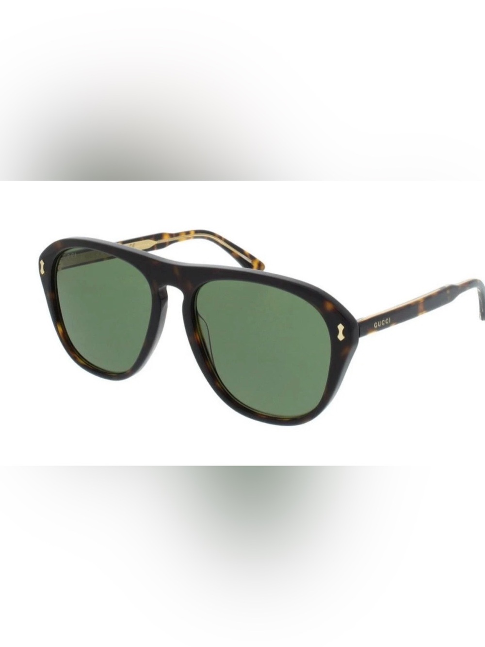🌸Gucci Aviator Tortoiseshell Sunglasses with Green Lenses — GG0128S